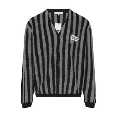 Shop Maison Kitsuné Striped Comfort Cardigan In Black_stone_stripes