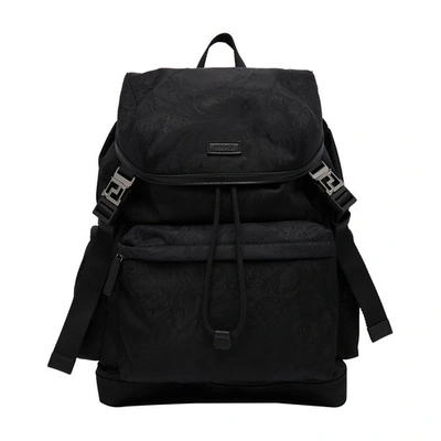 Shop Versace Barocco Backpac In 1b00e_black_ruthenium
