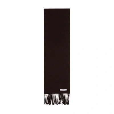 Shop Acne Studios Fringed Scarf In Chocolate_brown