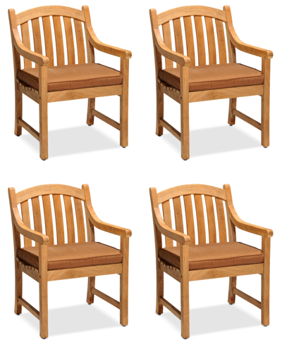 Furniture Set Of 4 Bristol Teak Outdoor Dining Chairs