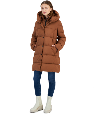 Shop Sam Edelman Women's Oversized-collar Hooded Puffer Coat In Maple