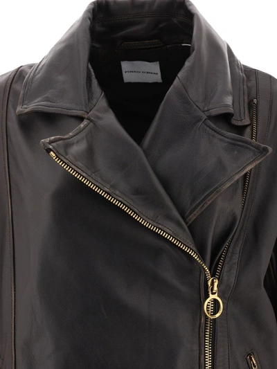 Shop Pinko "bora" Leather Jacket In Brown
