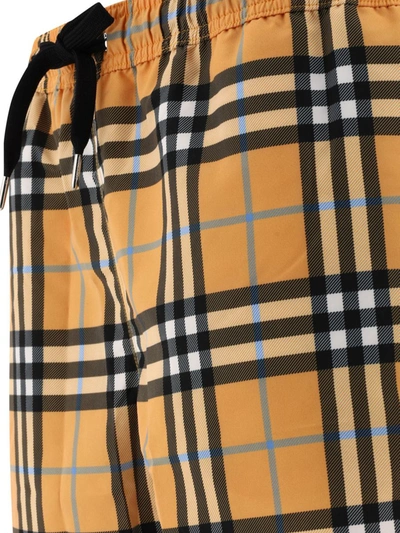 Shop Burberry "martin Medium Checks" Swim Shorts In Orange