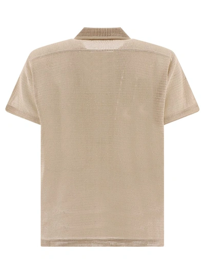 Bode Open Weave Cotton Shirt In Beige