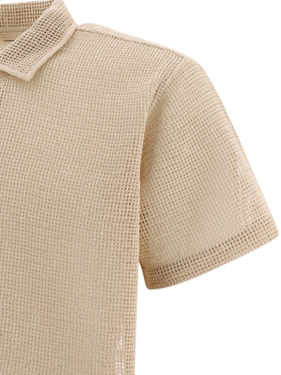 Bode Open Weave Cotton Shirt In Beige
