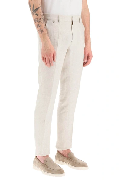 Shop Agnona Five-pocket Linen Pants In Beige