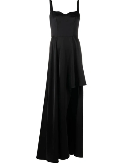 Shop Alexander Mcqueen Asymmetric Long Dress In Black