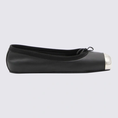 Shop Alexander Mcqueen Black Leather And Silver Metal Flats