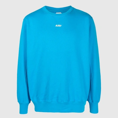 Shop Autry Cobalt Blue Cotton Sweatshirt In Cyan