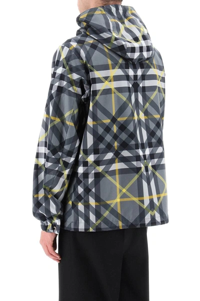 Shop Burberry 'stanford' Gabardine Hooded Jacket In Grey