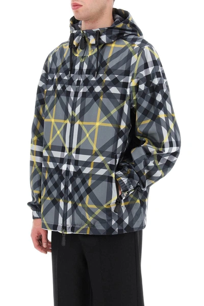 Shop Burberry 'stanford' Gabardine Hooded Jacket In Grey