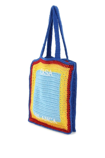 Shop Casablanca 'arch' Crochet Tote Bag In Multicolor