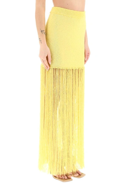 Shop Casablanca Knit Skirt With Fringes In Yellow