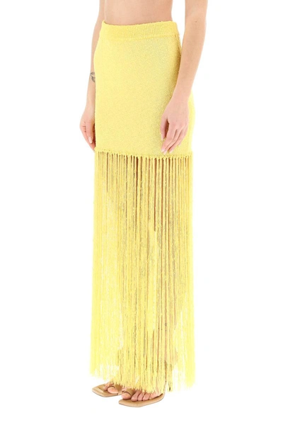 Shop Casablanca Knit Skirt With Fringes In Yellow