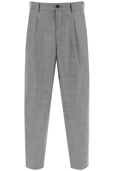 Shop Comme Des Garçons Homme Deux Comme Des Garcons Homme Plus Cropped Light Wool Pants In Grey