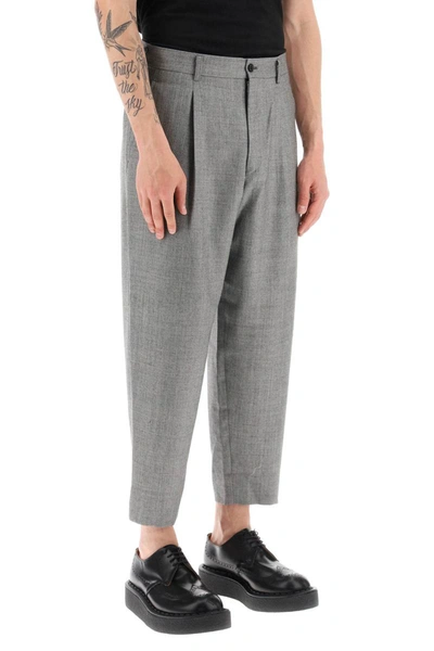 Shop Comme Des Garçons Homme Deux Comme Des Garcons Homme Plus Cropped Light Wool Pants In Grey