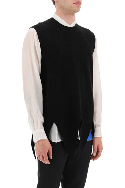 Shop Comme Des Garçons Homme Deux Comme Des Garcons Homme Plus Sleeveless Pullover With Frayed Spiked Hem In Black