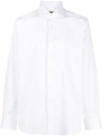 Shop Corneliani Cutaway-collar Button Shirt In White