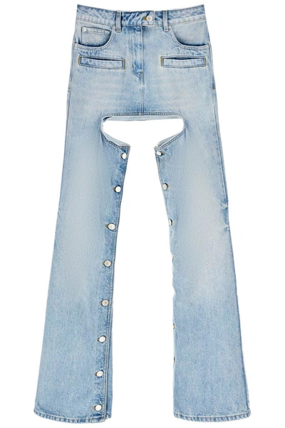 Shop Courrèges Courreges 'chaps' Jeans With Cut-out In Blue