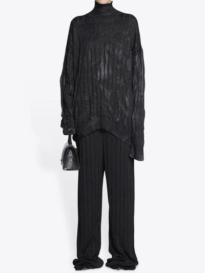 Shop Balenciaga Creased Ribbed Pullover In Black