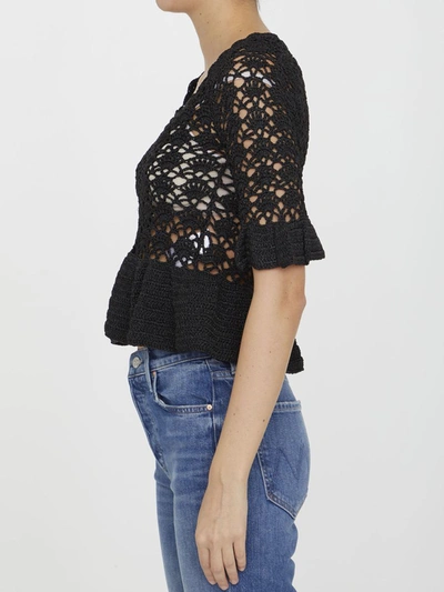 Shop Ganni Crochet Top In Black