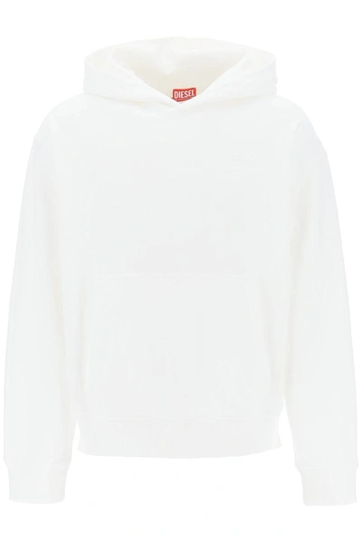 Shop Diesel 's-macs-hood-megoval' Hoodie With Logo Embroidery In White