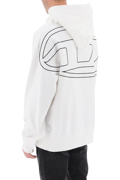 Shop Diesel 's-macs-hood-megoval' Hoodie With Logo Embroidery In White