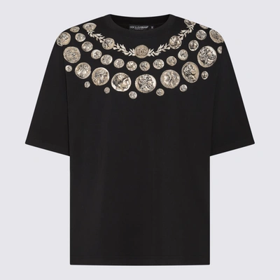 Shop Dolce & Gabbana Black Cotton Coin Print T-shirt