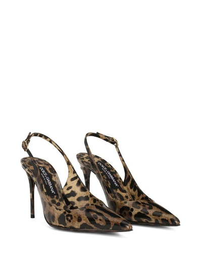 Shop Dolce & Gabbana Leopard-print Slingback Pumps In Marrone E Nero