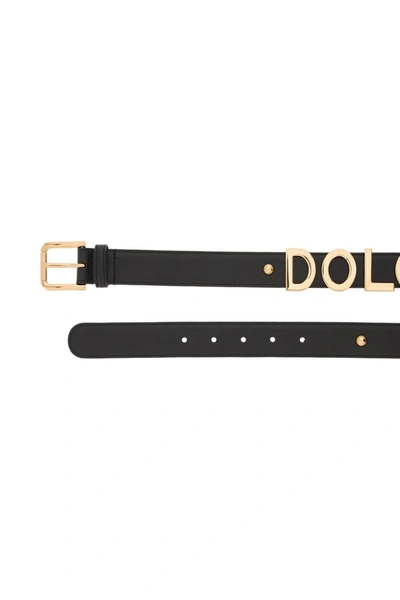 Shop Dolce & Gabbana Lettering Logo Leather Belt In Multicolor