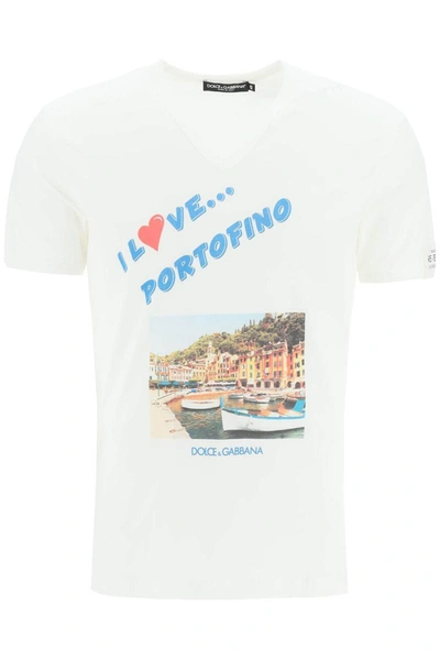 Shop Dolce & Gabbana Portofino Print Re-edition T-shirt In White