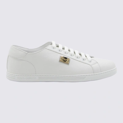 Shop Dolce & Gabbana White Leather Saint Tropez Sneakers