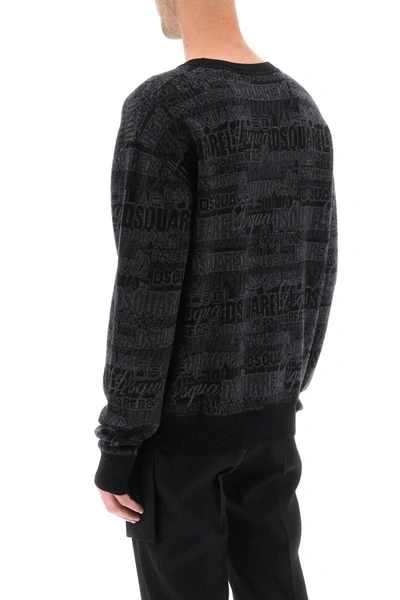 Dsquared2 Wool Sweater With Logo Lettering Motif In Grey