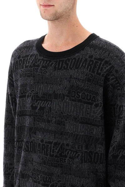 Dsquared2 Wool Sweater With Logo Lettering Motif In Grey