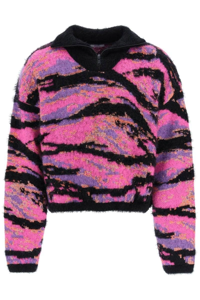 Shop Erl Jacquard Turtleneck Sweater In Multicolor