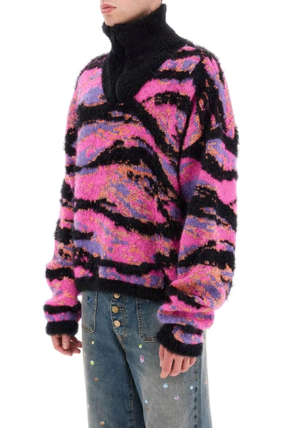 Shop Erl Jacquard Turtleneck Sweater In Multicolor