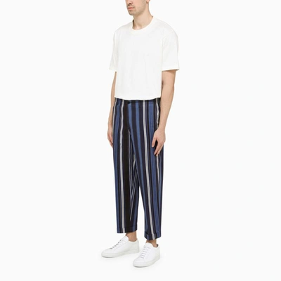 Shop Etro Striped Trousers In Blue
