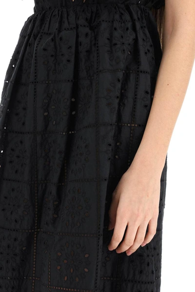 Shop Ganni Broderie Anglaise Midi Skirt In Black