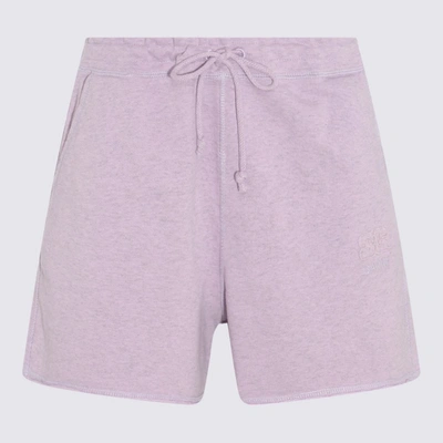 Shop Ganni Lilac Cotton Track Shorts In Misty Lilac