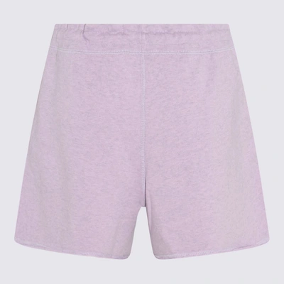 Shop Ganni Lilac Cotton Track Shorts In Misty Lilac
