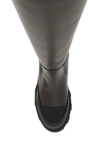 Shop Ganni Tubular Leather Boots In Brown