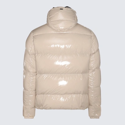 Herno Logo Patch Zip-up Padded Jacket In Beige