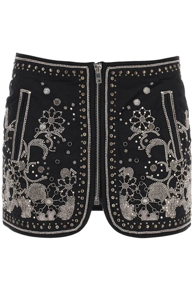 Shop Isabel Marant 'blanca' Mini Skirt With Appliques In Black