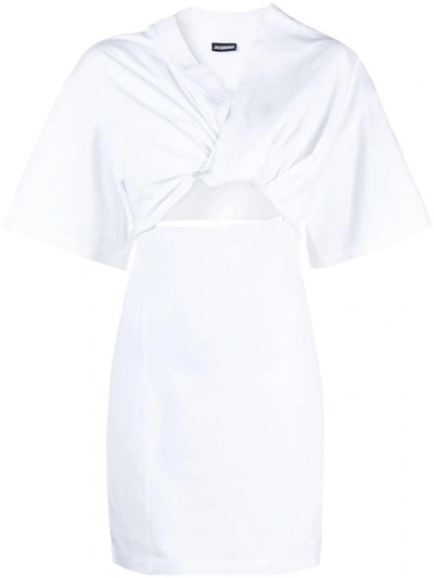 Shop Jacquemus La Robe T-shirt Bahia Dress In White