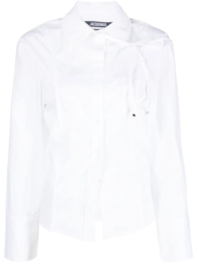 Shop Jacquemus La Chemise Ruban Shirt In White