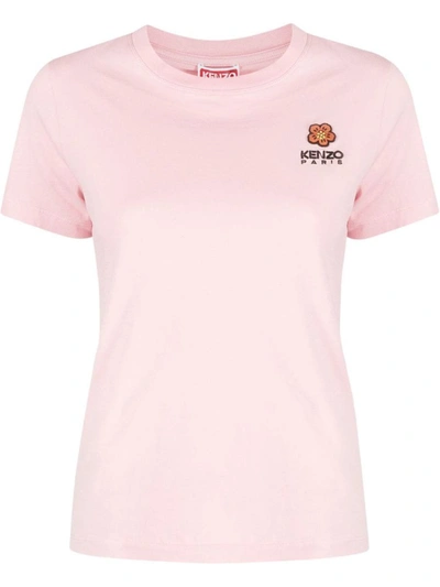 Shop Kenzo Logo-embroidered T-shirt In Pink