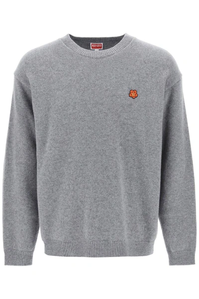 Shop Kenzo Sweater With Boke Flower Patch In Grey