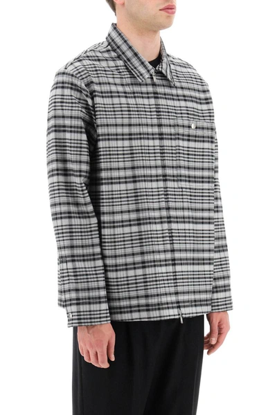 Shop Lanvin Tartan Overshirt Jacket In Grey