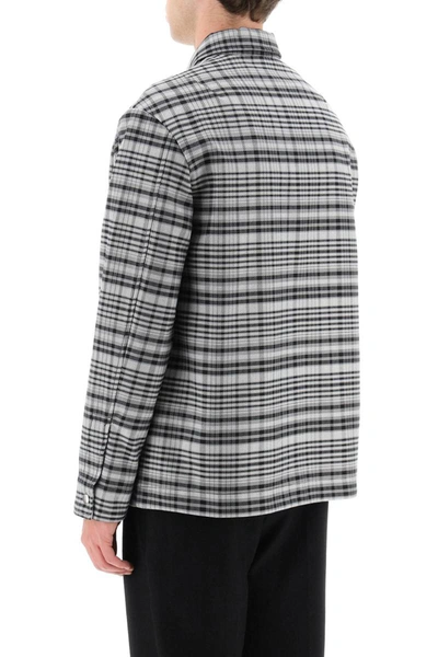 Shop Lanvin Tartan Overshirt Jacket In Grey