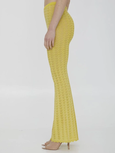 Shop Alessandra Rich Lurex Knit Trousers In Yellow